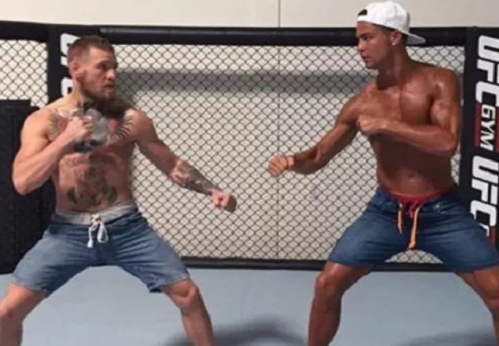 Connor McGregor y Cristiano en un entrenamiento.