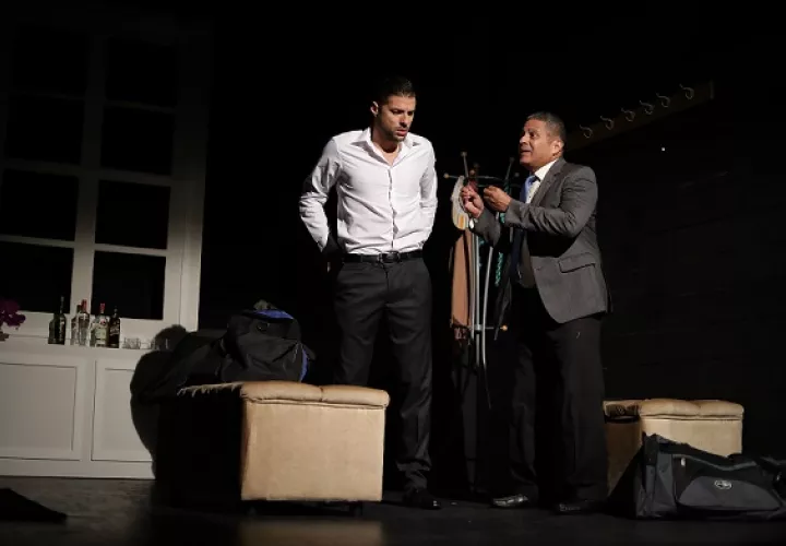 Actores Pablo Brunstein y Marko, en "Mentiras verdaderas". Foto: Aurelio Herrera Suira.