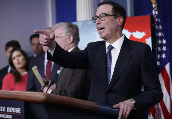 Steven Mnuchin anuncia la medida contra el Gobierno chavista.  FOTO/EFE