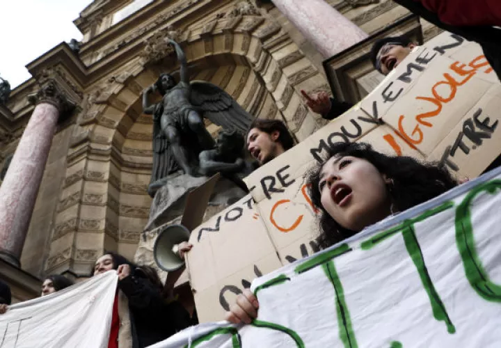 Las manifestaciones estudiantiles que se llevan a cabo en Francia. Foto: EFE 