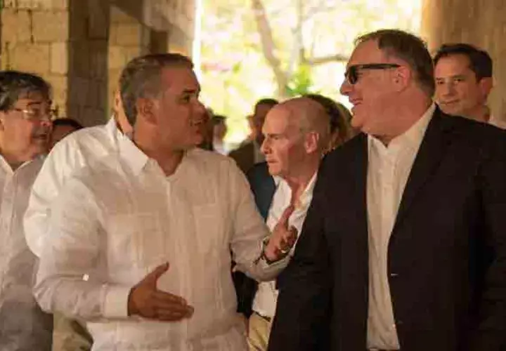 Iván Duque y Mike Pompeo se reunieron en la Casa de Huéspedes del Gobierno  en Cartagena. FOTO/AP