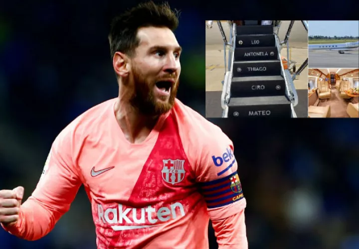 Lionel Messi celebra uno de sus goles ante Espanyol. Foto EFE