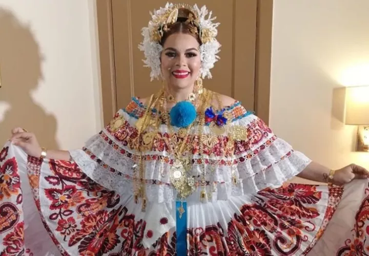 Margarita Henríquez lució esta pollera en su segunda presentación. Foto: Instagram