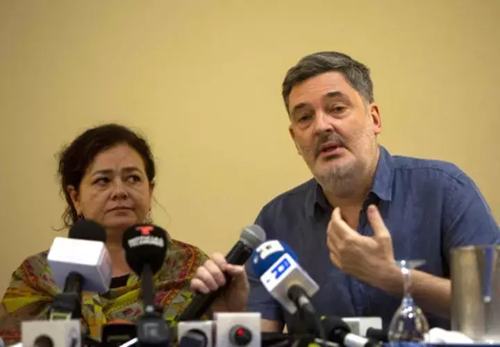 Los integrantes del Grupo Interdisciplinario de Expertos Independientes (GIEI): Claudia Paz (i), y Pablo Parenti (d), hablan de la situación en Nicaragua. FOTO/EFE