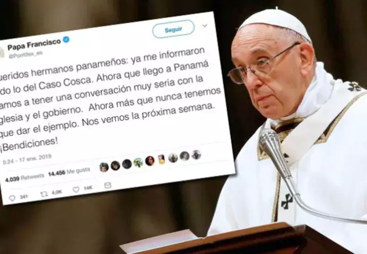  El sarcástico tuit del papa Francisco sobre el caso del padre David Cosca. Foto: Panamá América.