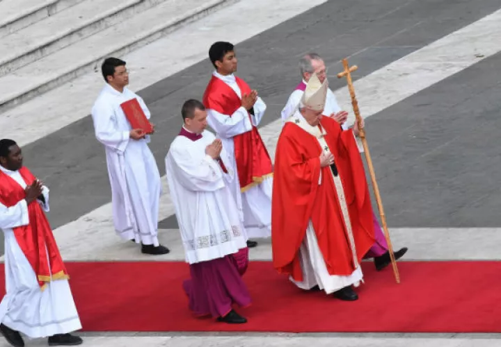 La ceremonia comenzó con la tradicional procesión desde la plaza de san Pedro hasta el obelisco, donde Francisco, vestido con ornamentos rojos tradicionales en estas fechas, bendijo las palmas y ramos de olivo que llevaron los fieles, símbolos de la paz.