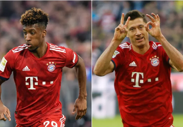 Kingsley Coman y Robert Lewandowski "resolvieron" sus diferencias. Foto AP