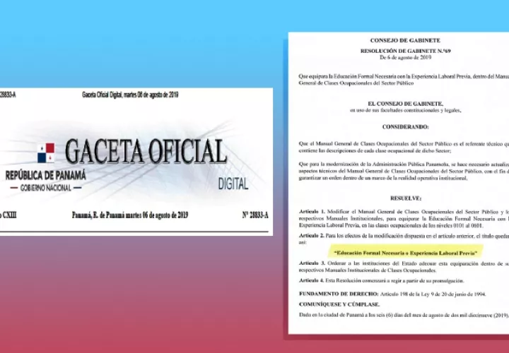 La resolución fue publicada en la Gaceta Oficial N° 28833-A del 6 de agosto de 2019. Foto: Panamá América.