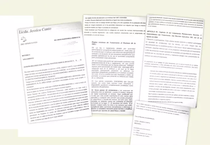   La carta, con copia a organismos internacionales, advierte que Martinelli es sometido a tratos crueles en dicho penal, así como a un aislamiento ilegal.