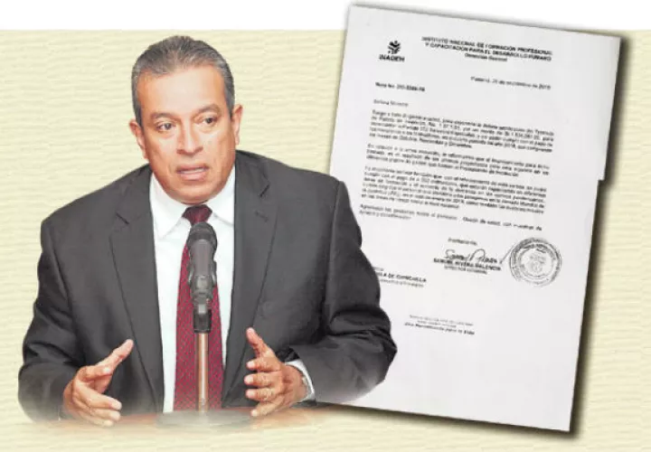Carta enviada por el director del Inadeh a la ministra del Ministerio de Economía y Finanzas, Eyda Varela de Chinchilla, en la que justifica el traslado de partida. Foto/Panamá América