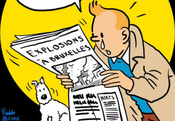 Caricatura de Tintin.