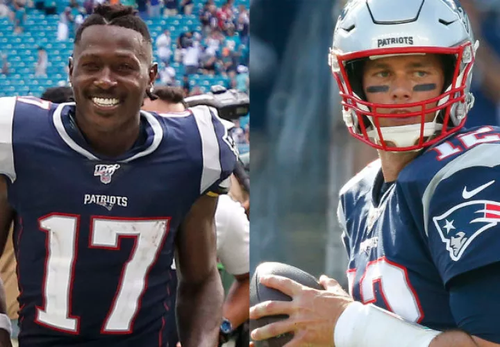 Antonio Brown (izq.) solo jugó un partido con los Patriots. 