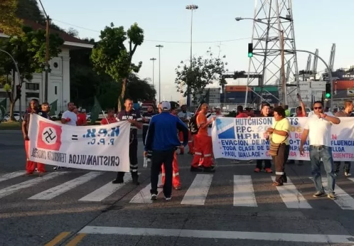 Protesta de los trabajadores de Panamá Ports Company.
