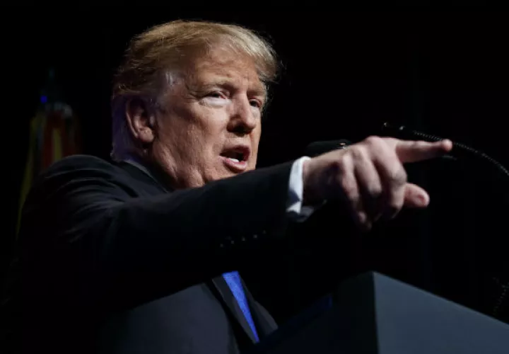 Trump en su discurso en el Pentágono. Foto: AP.