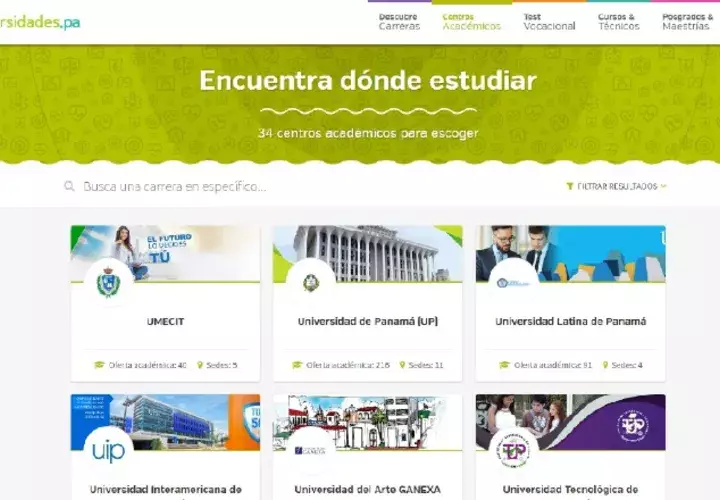La persona encontrará en 'universidades.pa una lista de más de 2,000 carreras. 