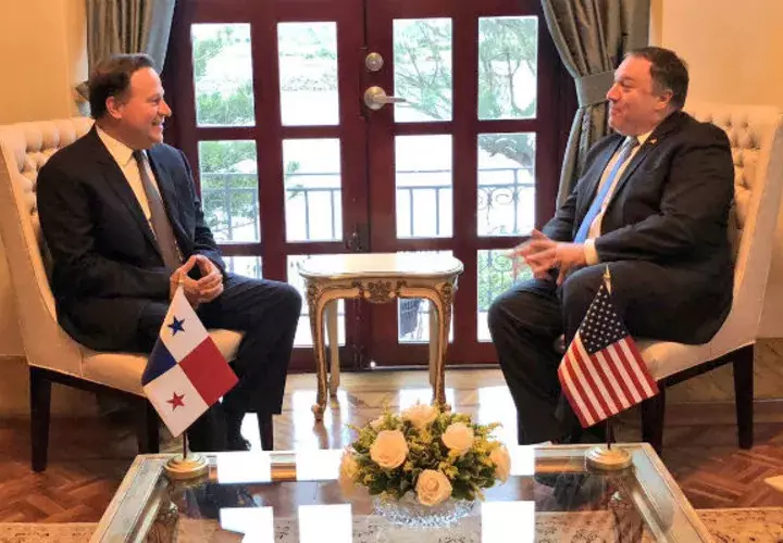 El Secretario de Estado de EE.UU se reunió con el presidente Juan Carlos Varela en la presidencia de la República. Foto: Cancillería de Panamá.