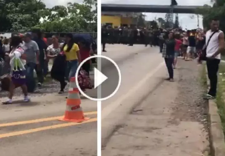 Los brasileños destruyeron y quemaron los campamentos venezolanos. Luego los obligaron a irse cantando en himno nacional de ese país. Foto: EFE.