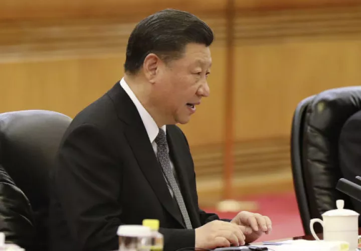 El presidente chino Xi Jiping en el gran salón del pueblo en Beijing. Foto: AP.