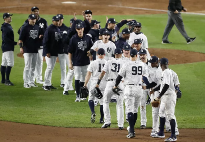 Jugadores de los Yanquis festejan. Foto:AP